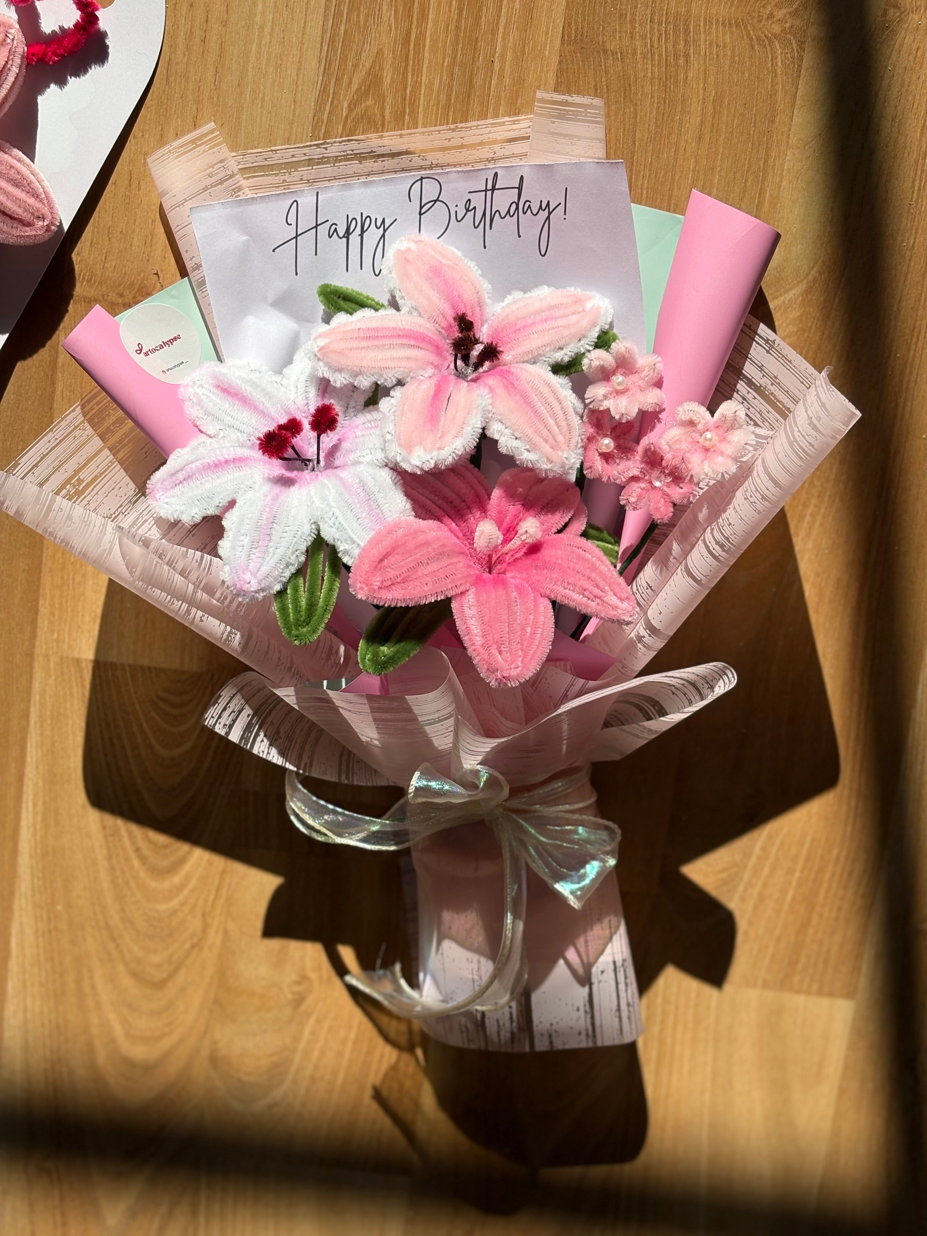 Blushing lilies bouquet